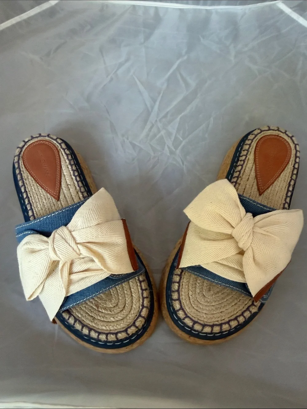 Zimmerman Bow Flatform Denim Espadrille Mules